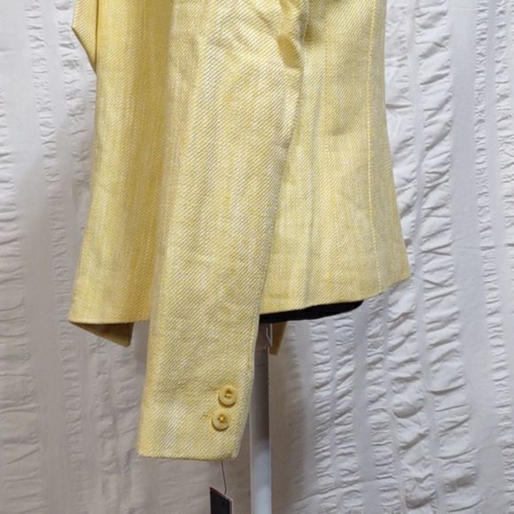 Rafaella Yellow Angled Open Front‎ Linen Blend Blazer NWT Sz 8 - Picture 7 of 14